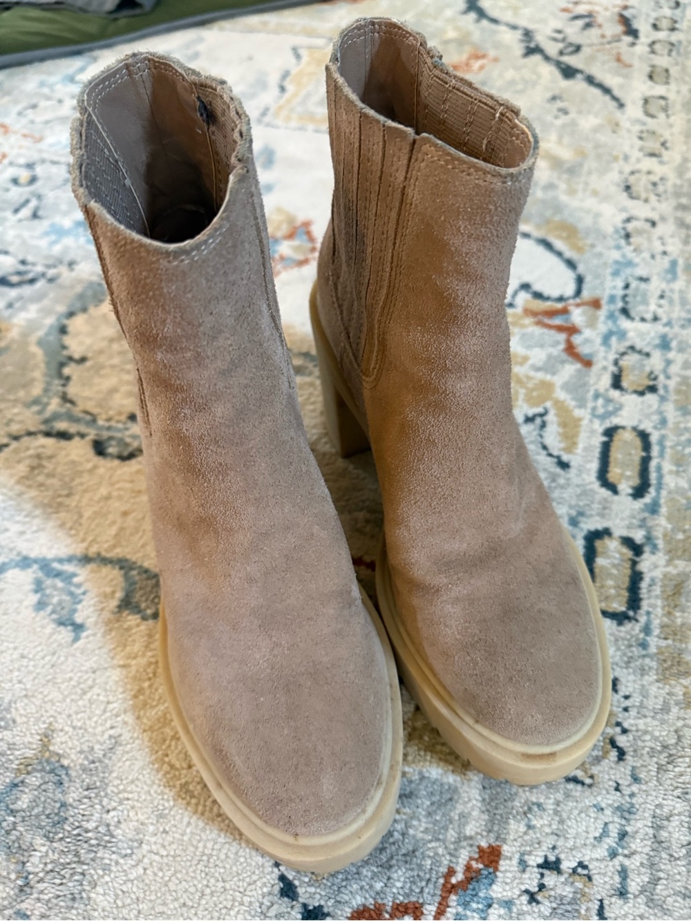 Dolce Vita Women’s Taupe Suede Block Heel Ankle Boots